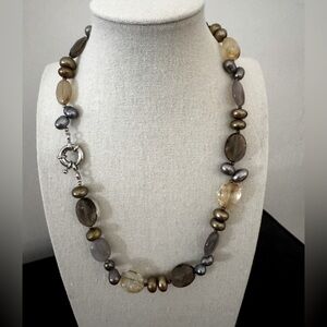 Freshwater Pear, Quartz, Agate Necklace